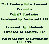 Pinball Fantasies screenshot 5 for GameBoy